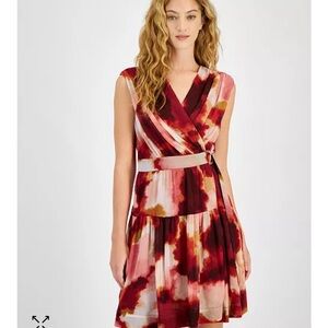 Taylor Red and Pink Midi Dress